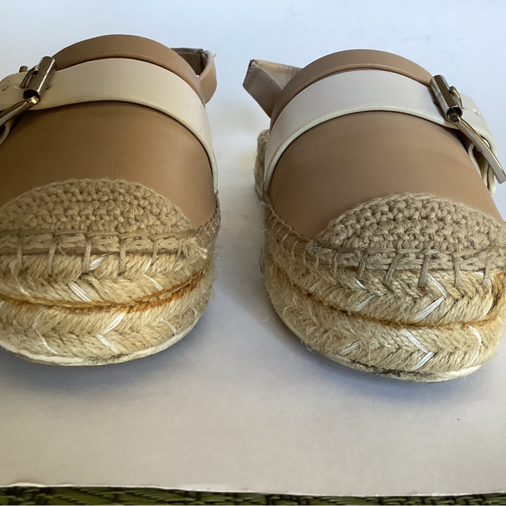 Karl Lagerfeld Nude & White Alexi Leather Slingback Espadrilles Sandals - Picture 7 of 10